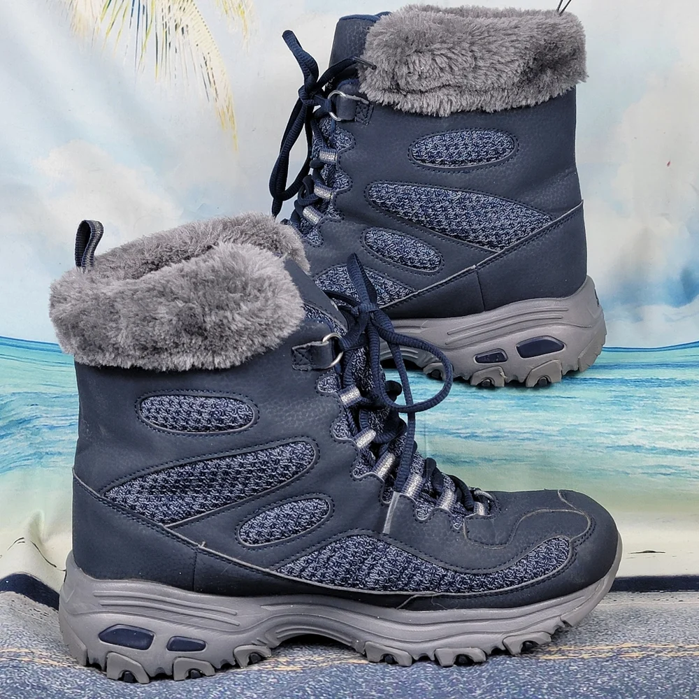 Skechers D Lites Bomb Cyclone Waterproof Winter Boots Womens 9